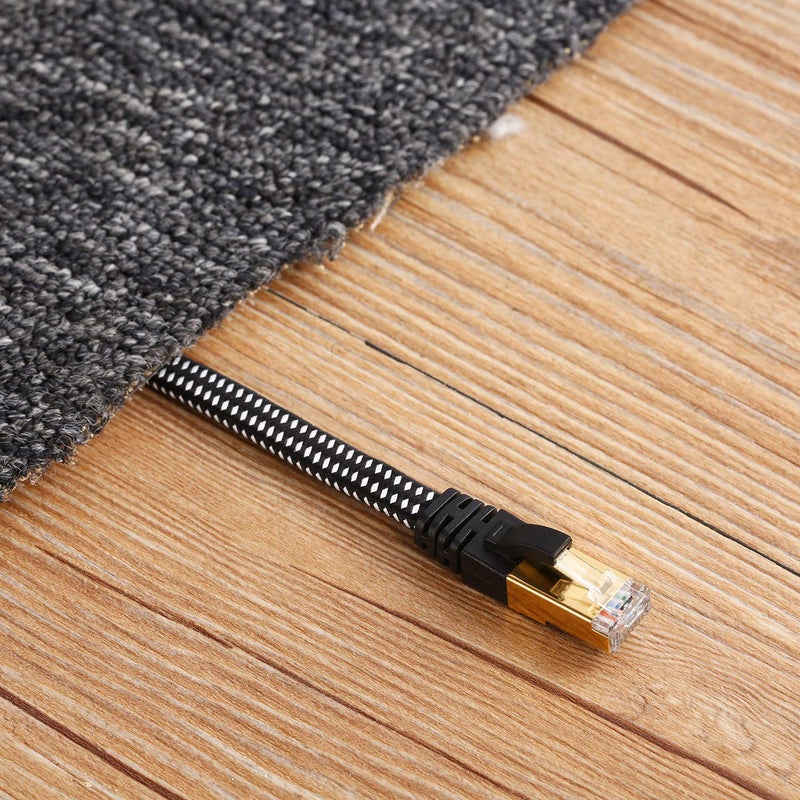 DanYee Cat 8 Ethernet Cable, Nylon Braided 50ft CAT8 High Speed Professional Gold Plated Plug STP Wires CAT 8 RJ45 Ethernet Cable (Black 50ft) - Image 4
